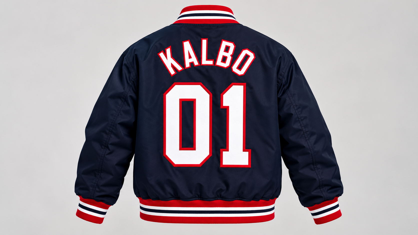 KALBO NO. 001 Pretty Kalbo Varsity Jacket Back Flat