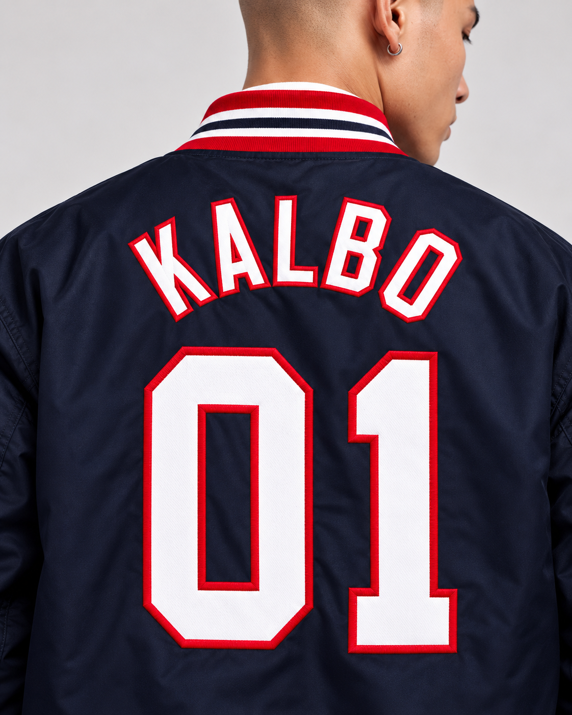 KALBO NO. 001 Varsity Jacket Back on Model